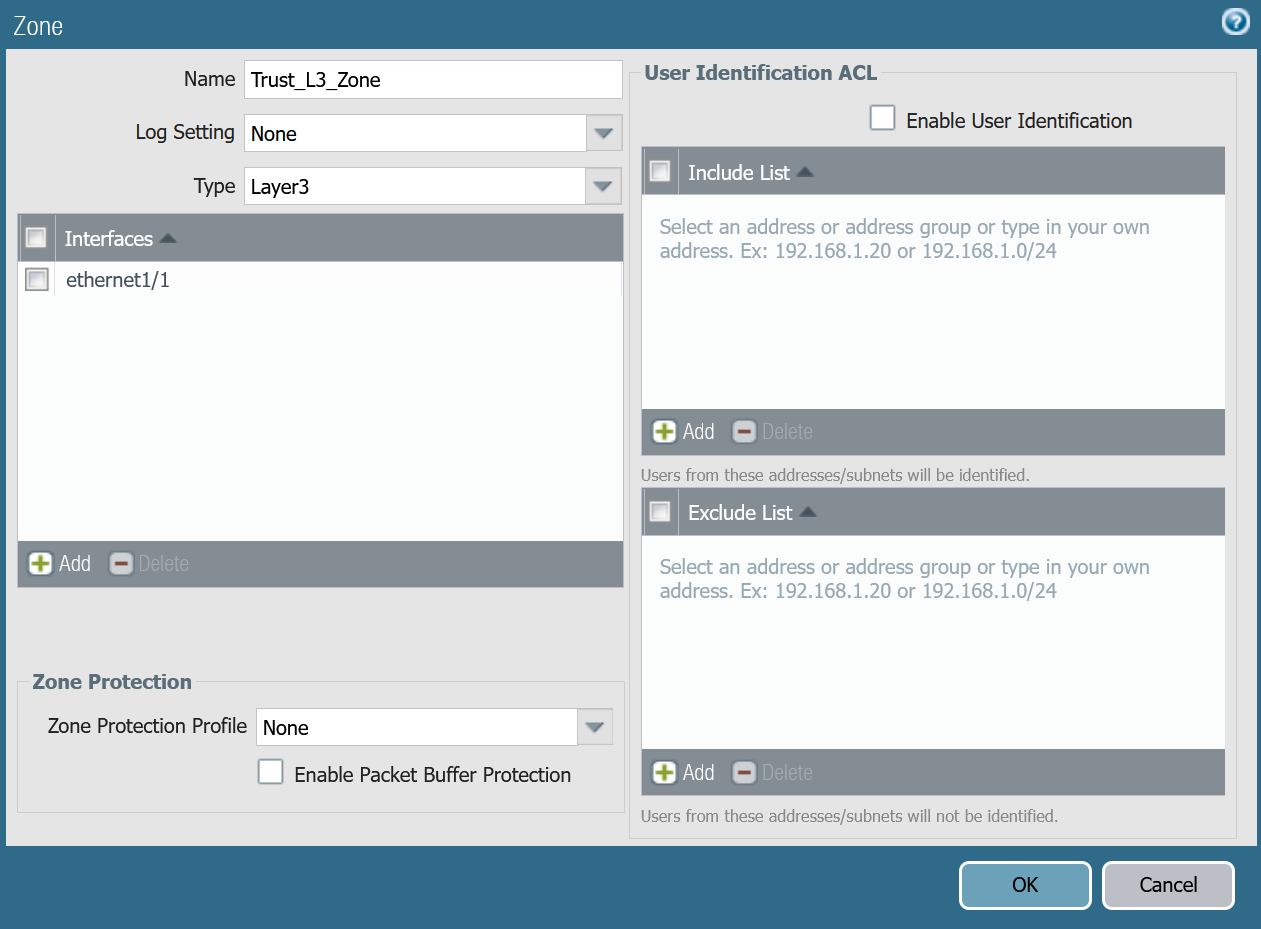 The Palo Alto interface showing the Trust_L3_Zone