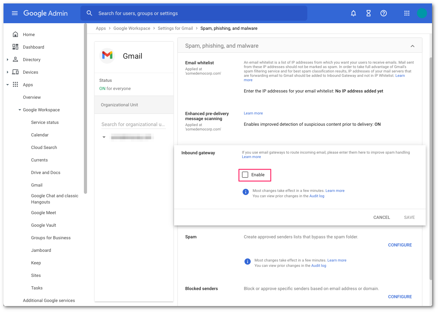 Enable inbound gateway